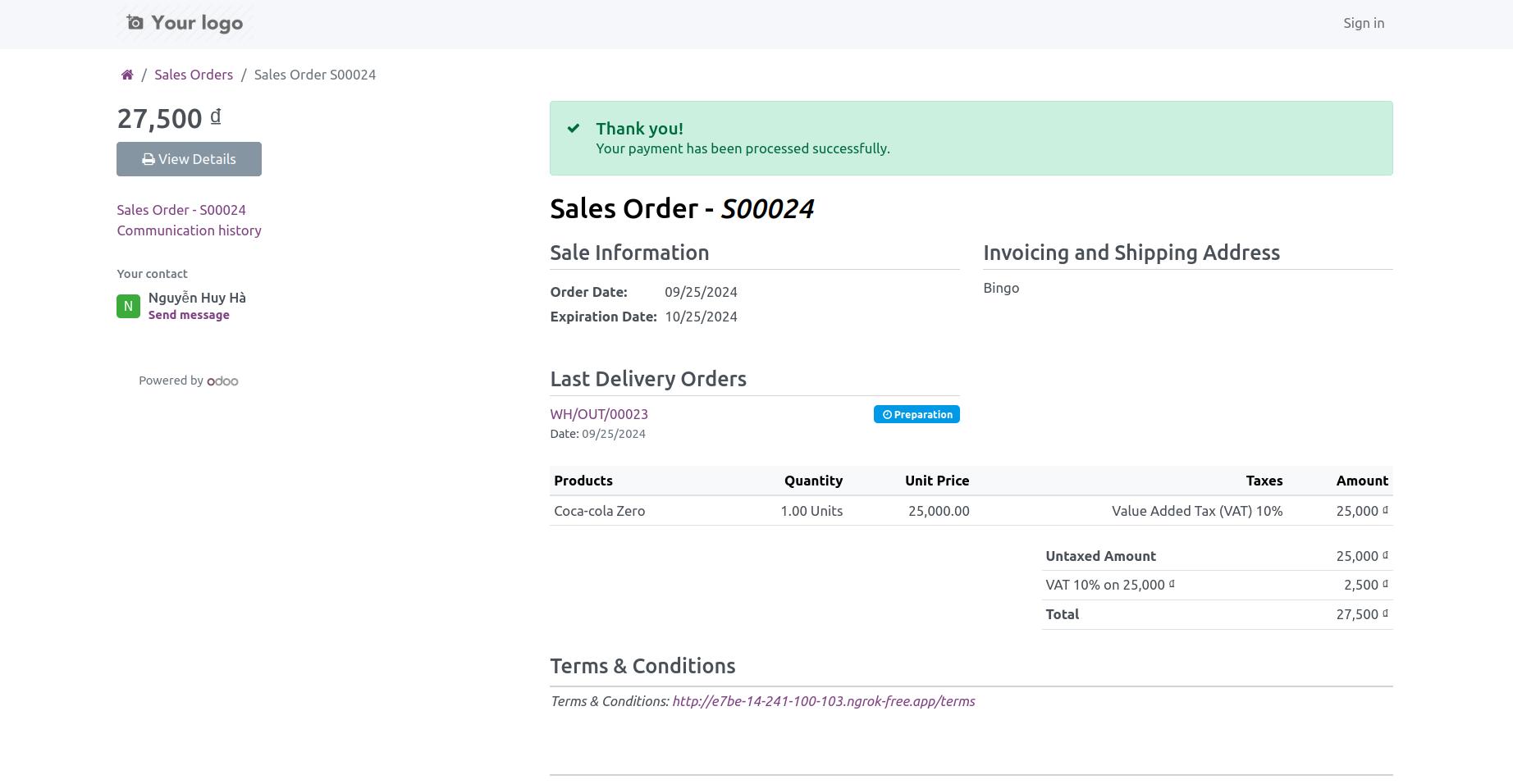 Paypal payment success notification