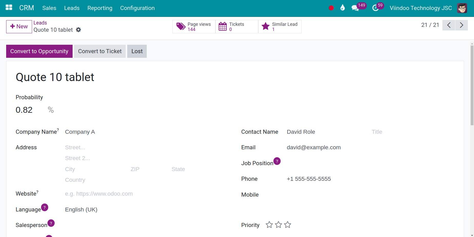 Lead source CRM Viindoo
