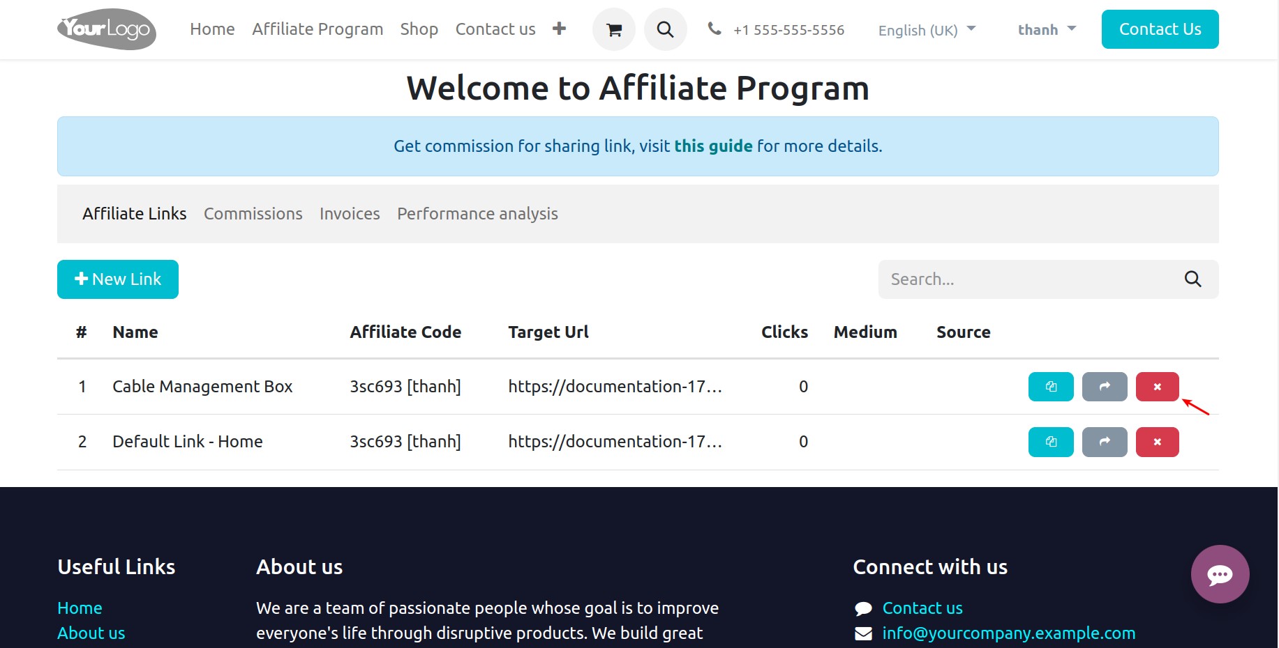 Delete affiliate link