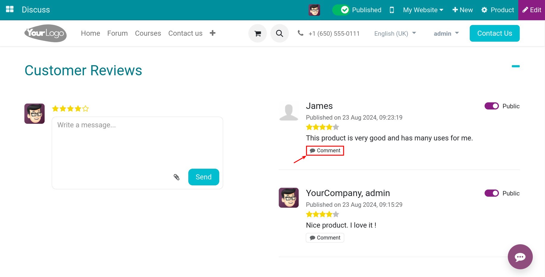 Reply to the customer’s rating.
