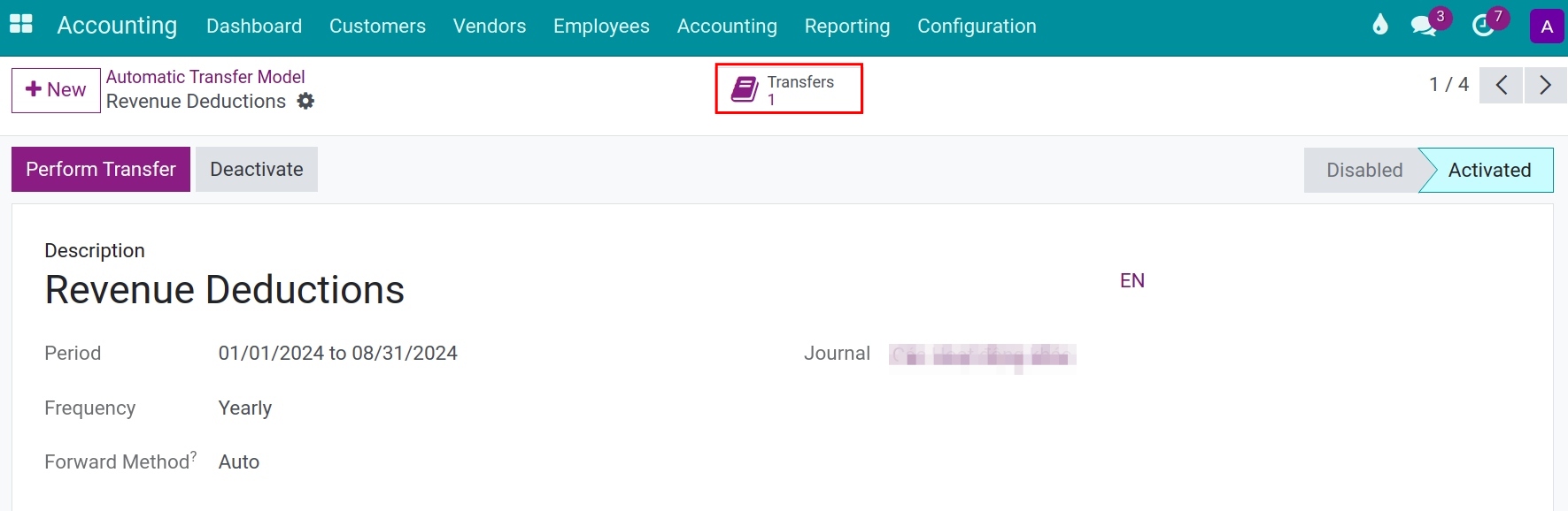 Account balance carry forward in Viindoo
