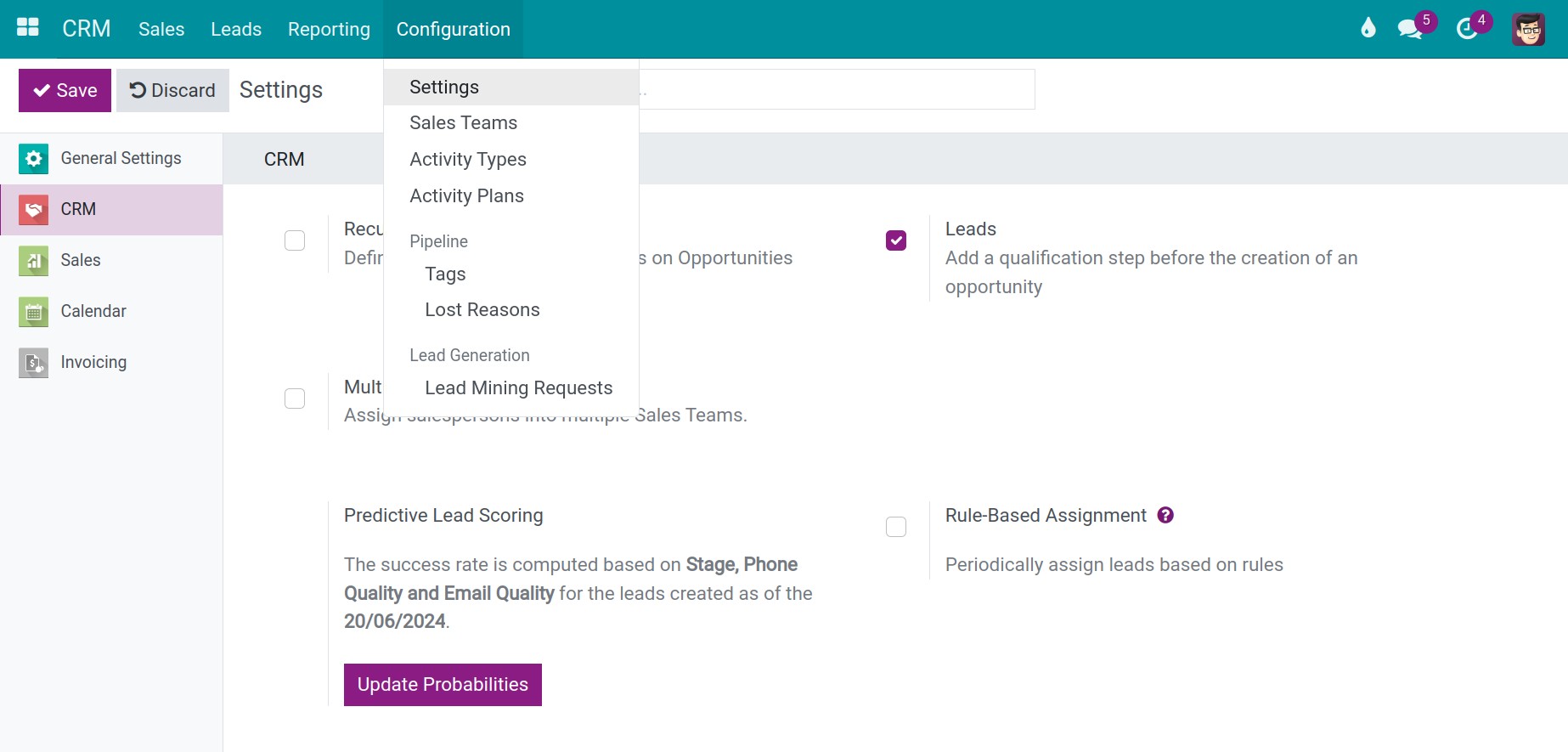 Configuration in CRM application