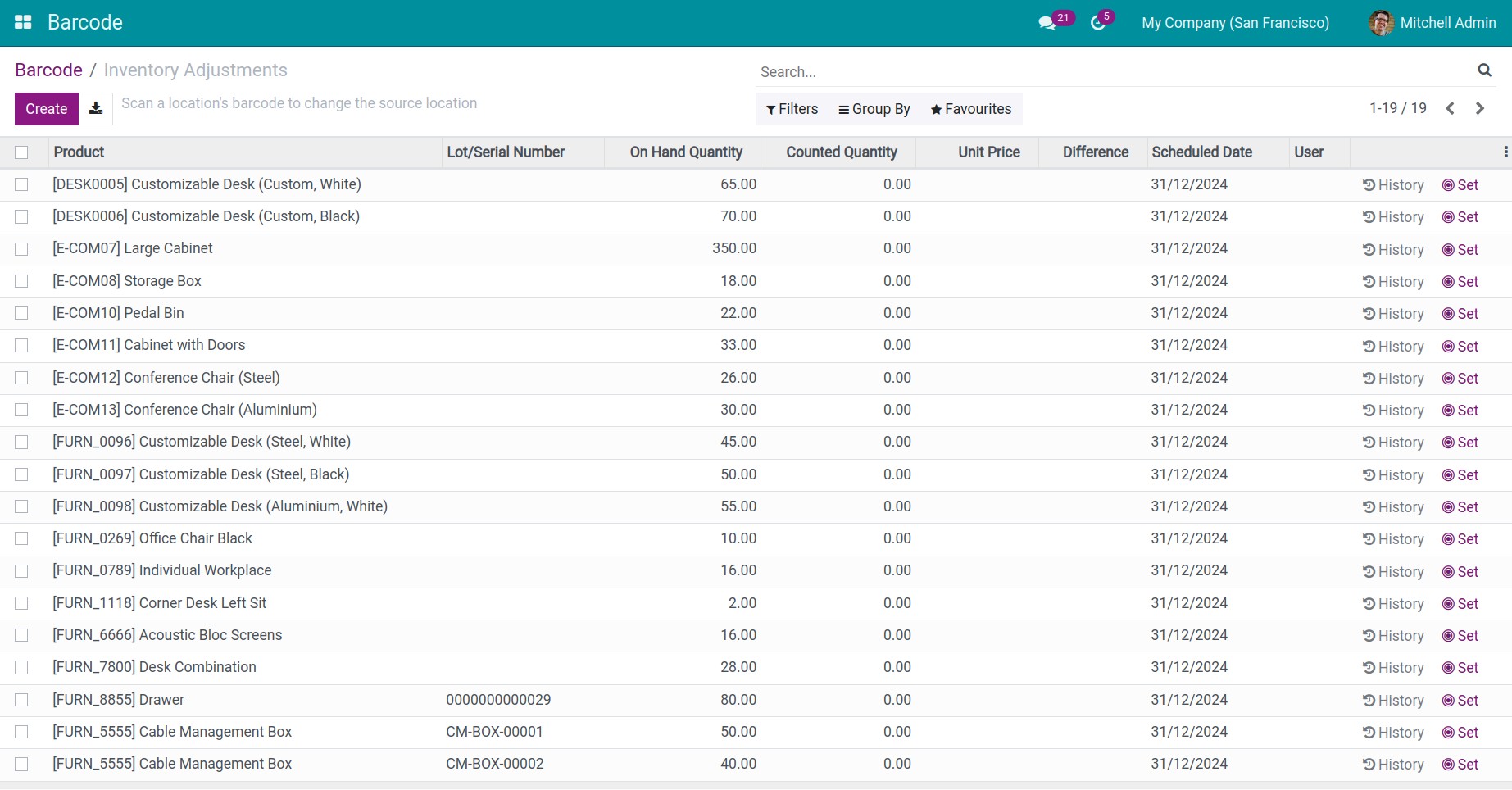 inventory adjusment interface