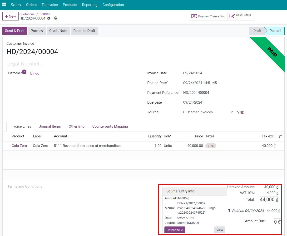 Invoice reconciliation
