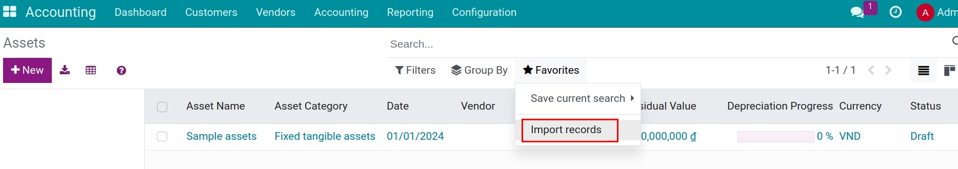 Import data Viindoo