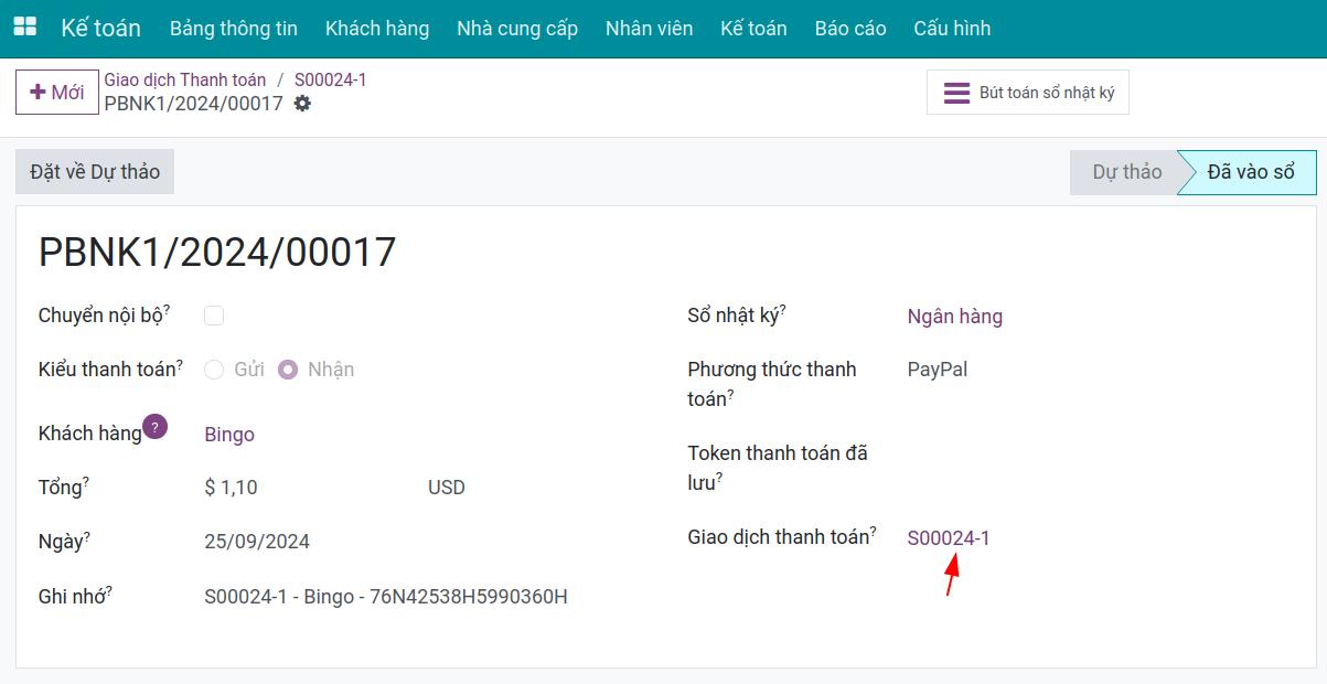 Check the transaction