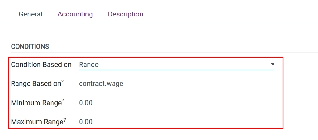 Range condition Salary Rule Payroll Viindoo