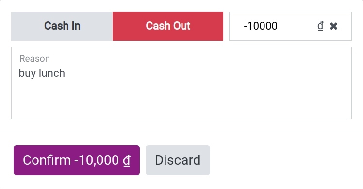 Manage cash in/out