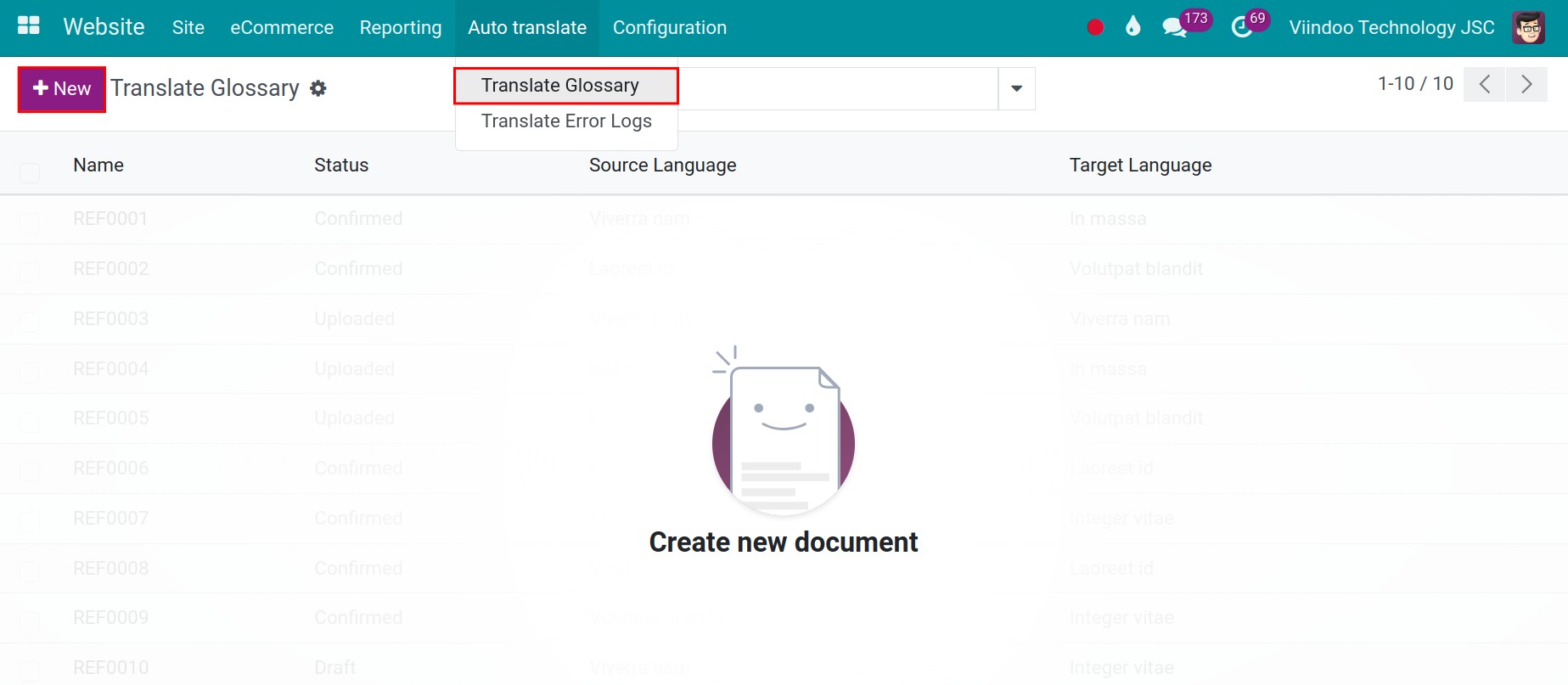 Create new record