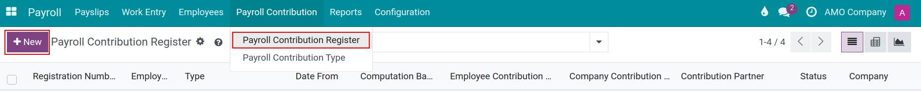 Create a new insurance contribution for employees
