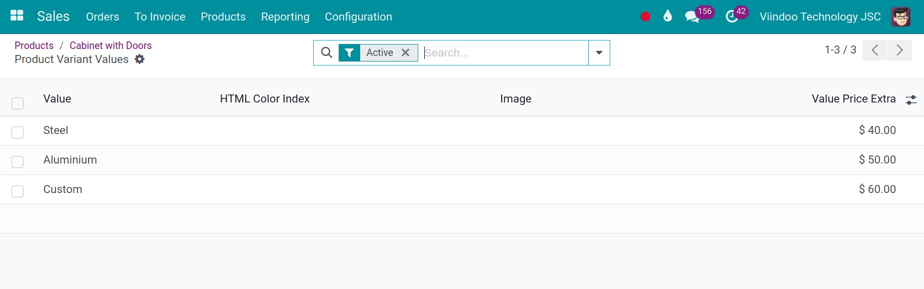Set product variant attribute price - Viindoo