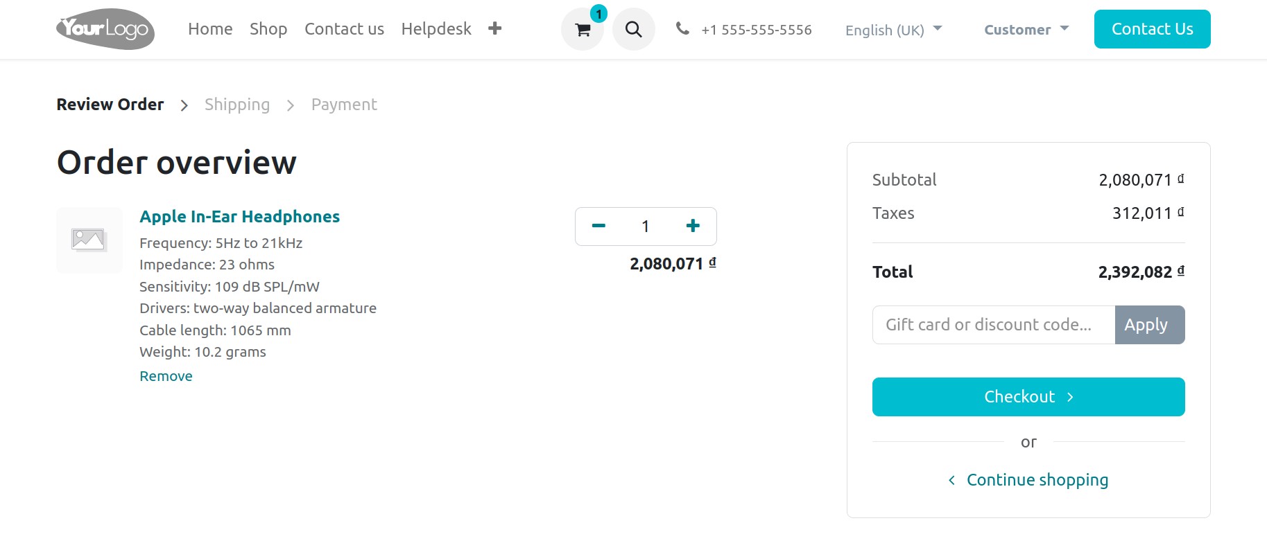 create a sale order on the website