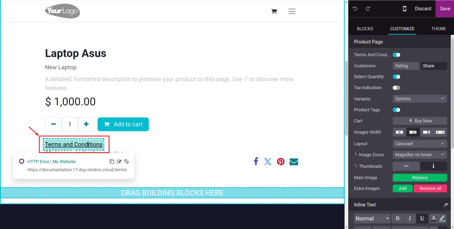 Terms and Conditions Feature