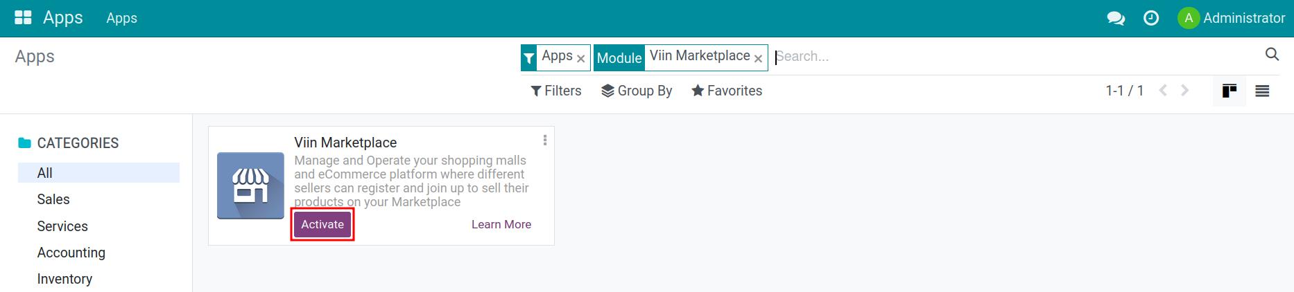 Install Viin marketplace app in Viindoo