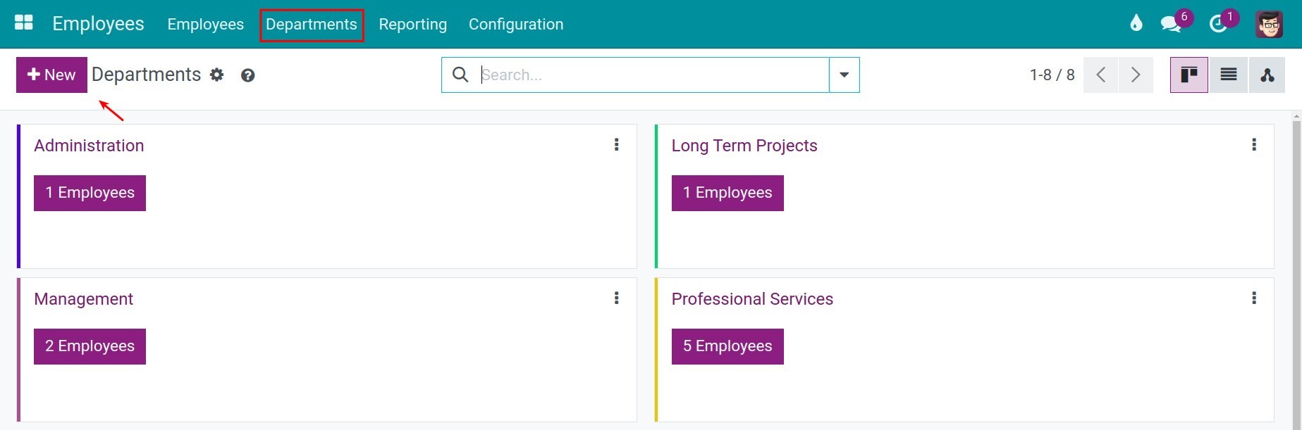 Navigate to department list