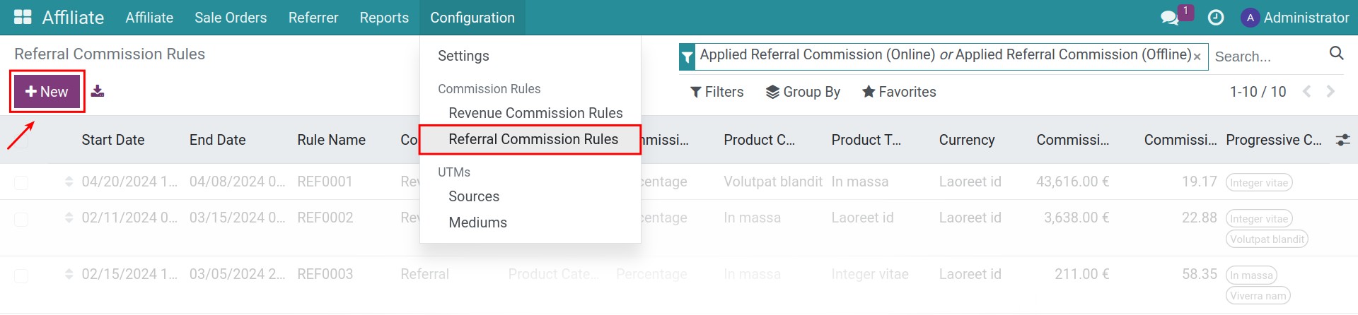 Create a Referral Commission Rule