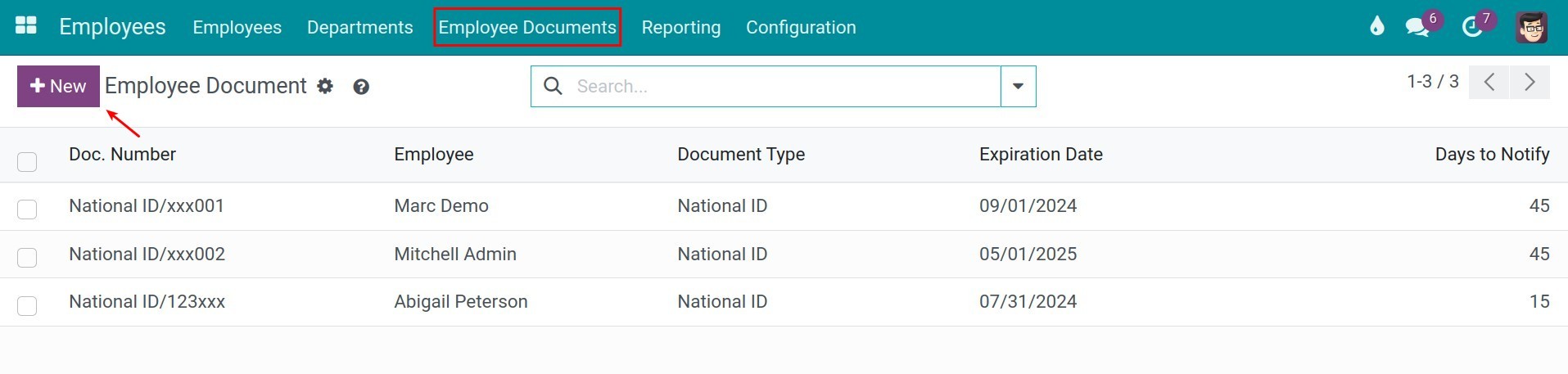 Create employee document in Viindoo software