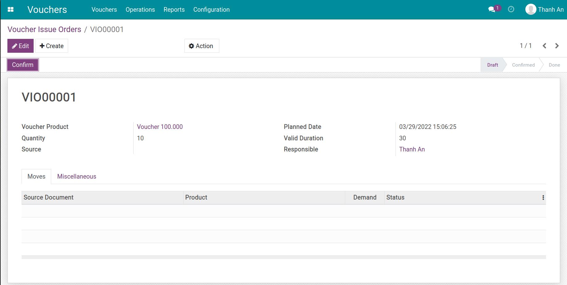 Create new Voucher issue orders