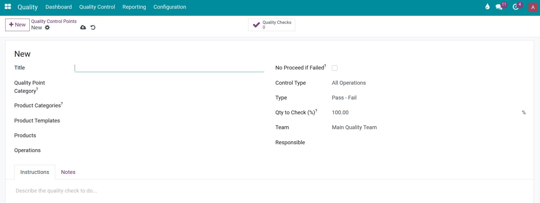 Enter information Control Point View Quality Viindoo