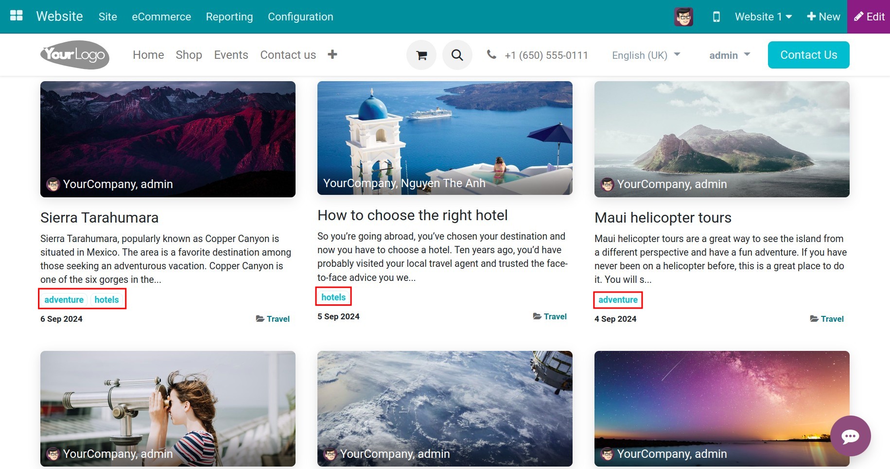 blog tags on the website in Viindoo