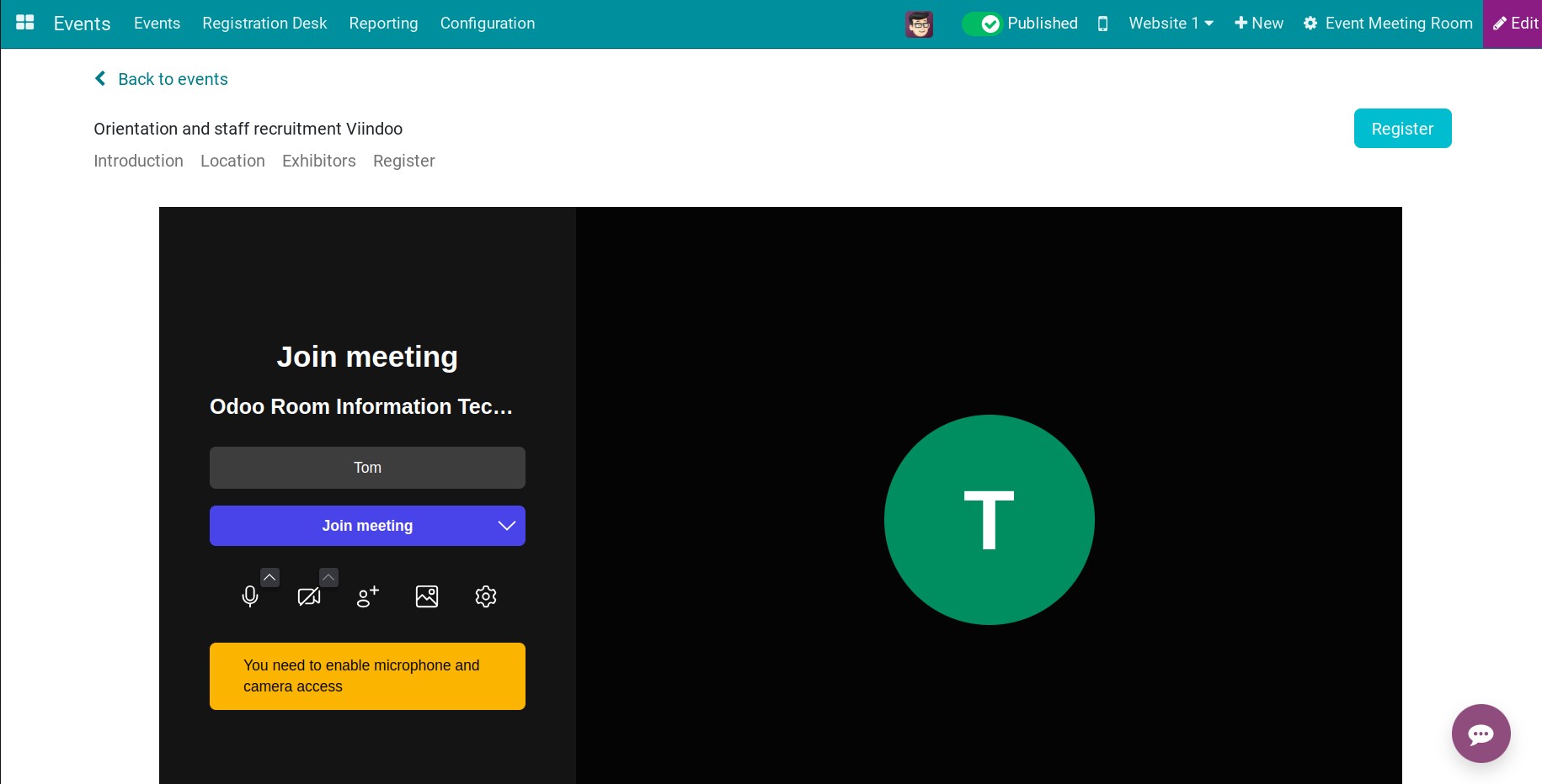 Publish the meeting room