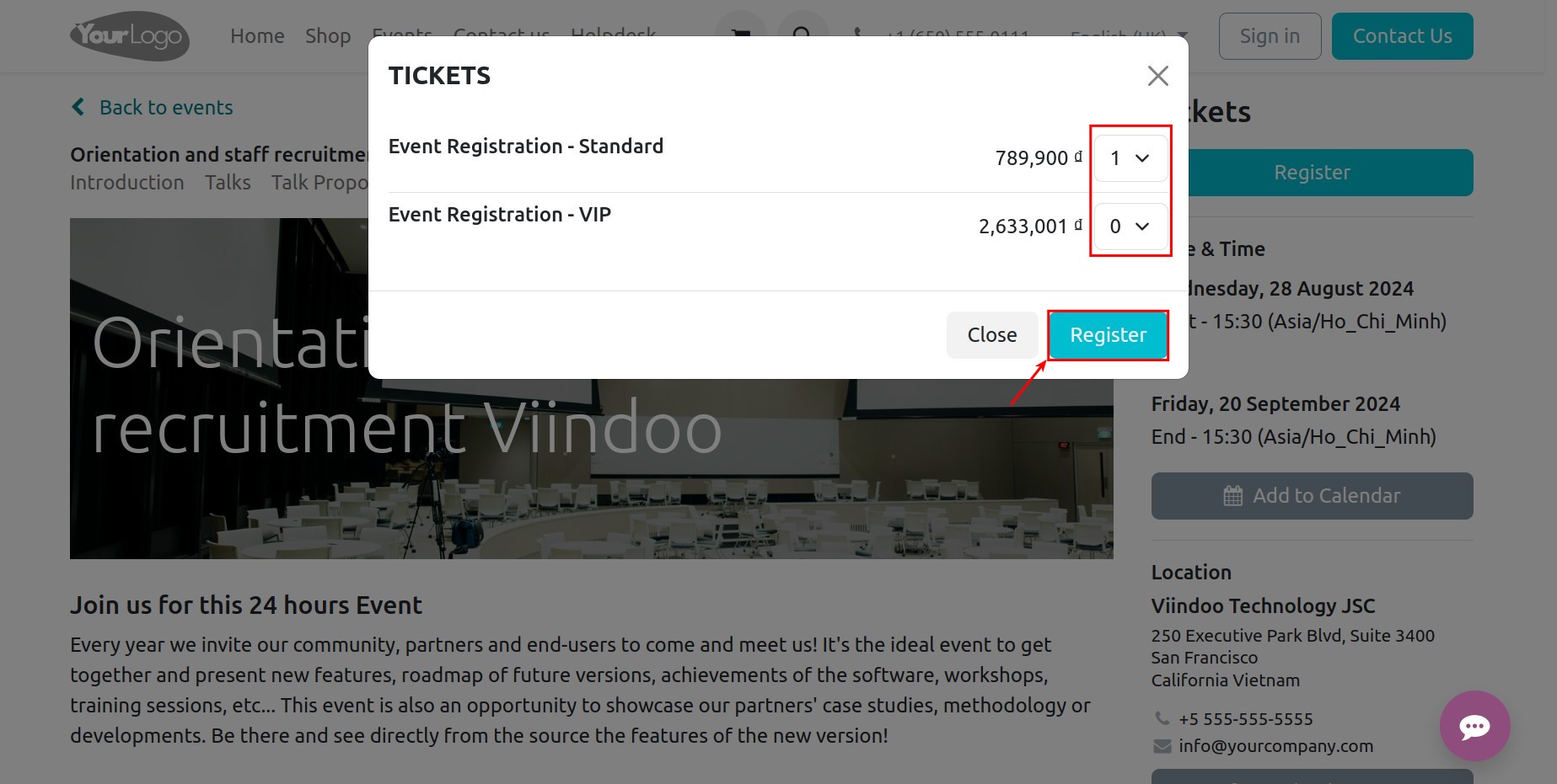 Register the number of people attending the event