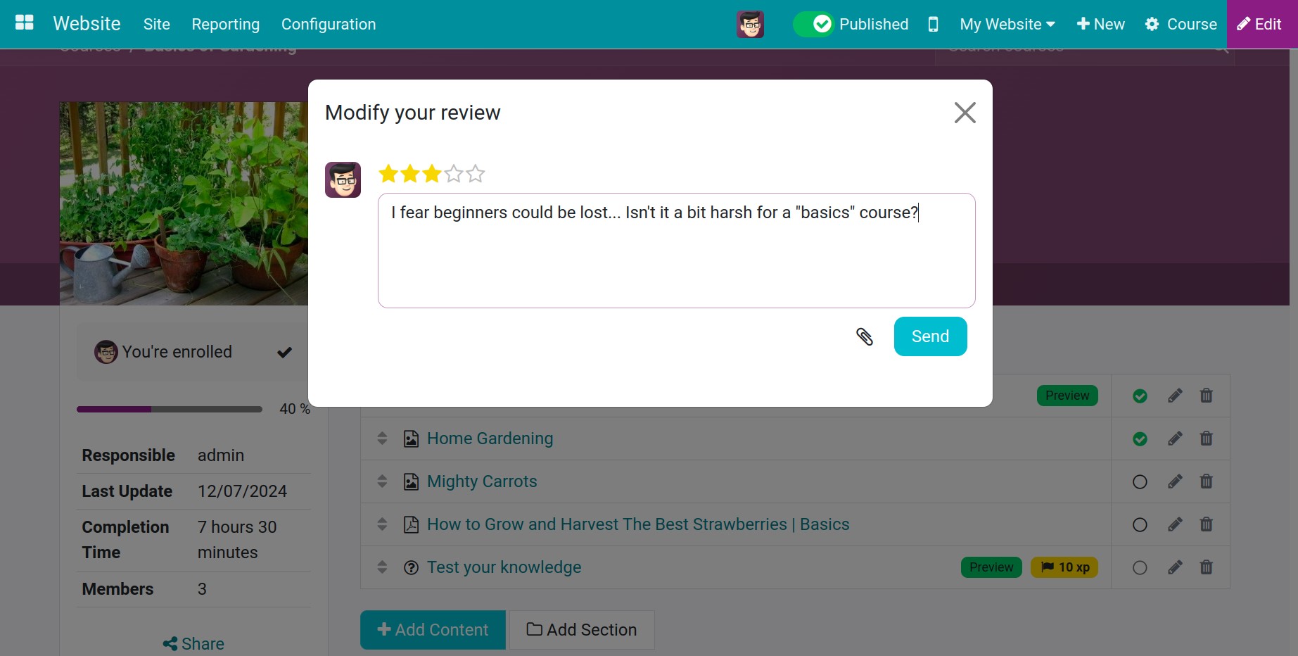 Rate the E-learning course