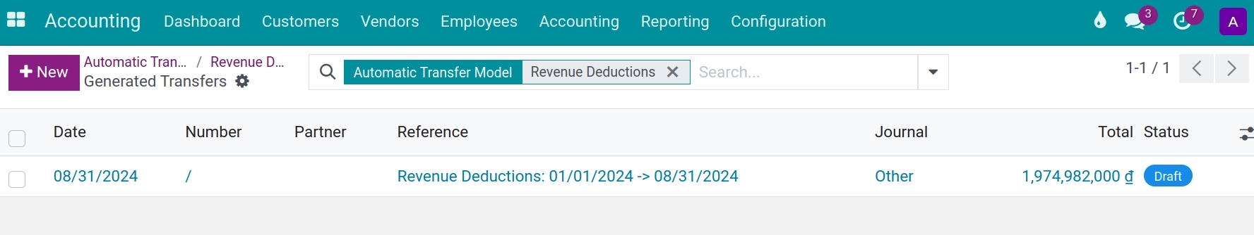 Account balance carry forward in Viindoo