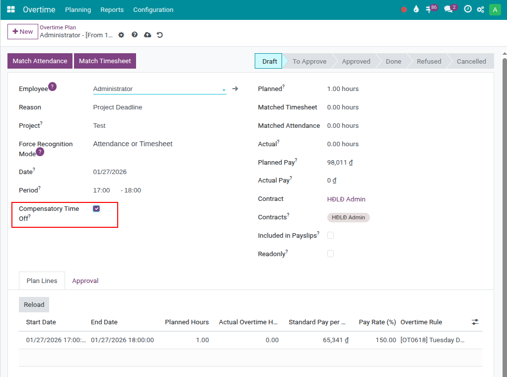 Create an Overtime Request
