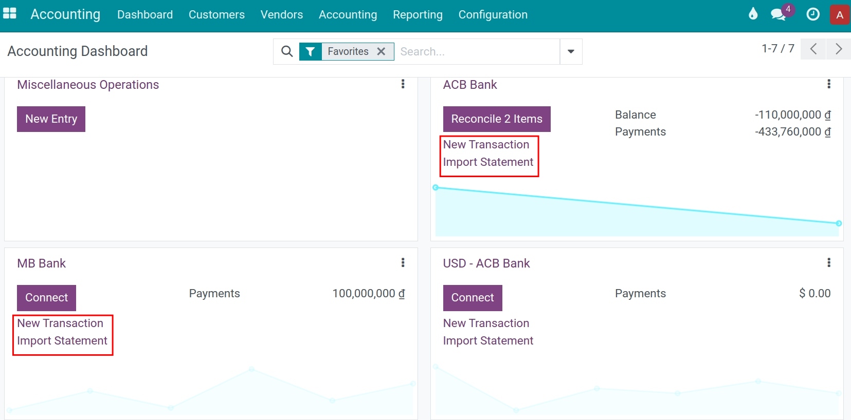 Create a bank statement - Viindoo Accounting app