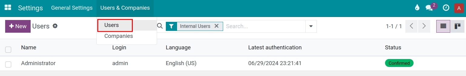 Configuration user access right