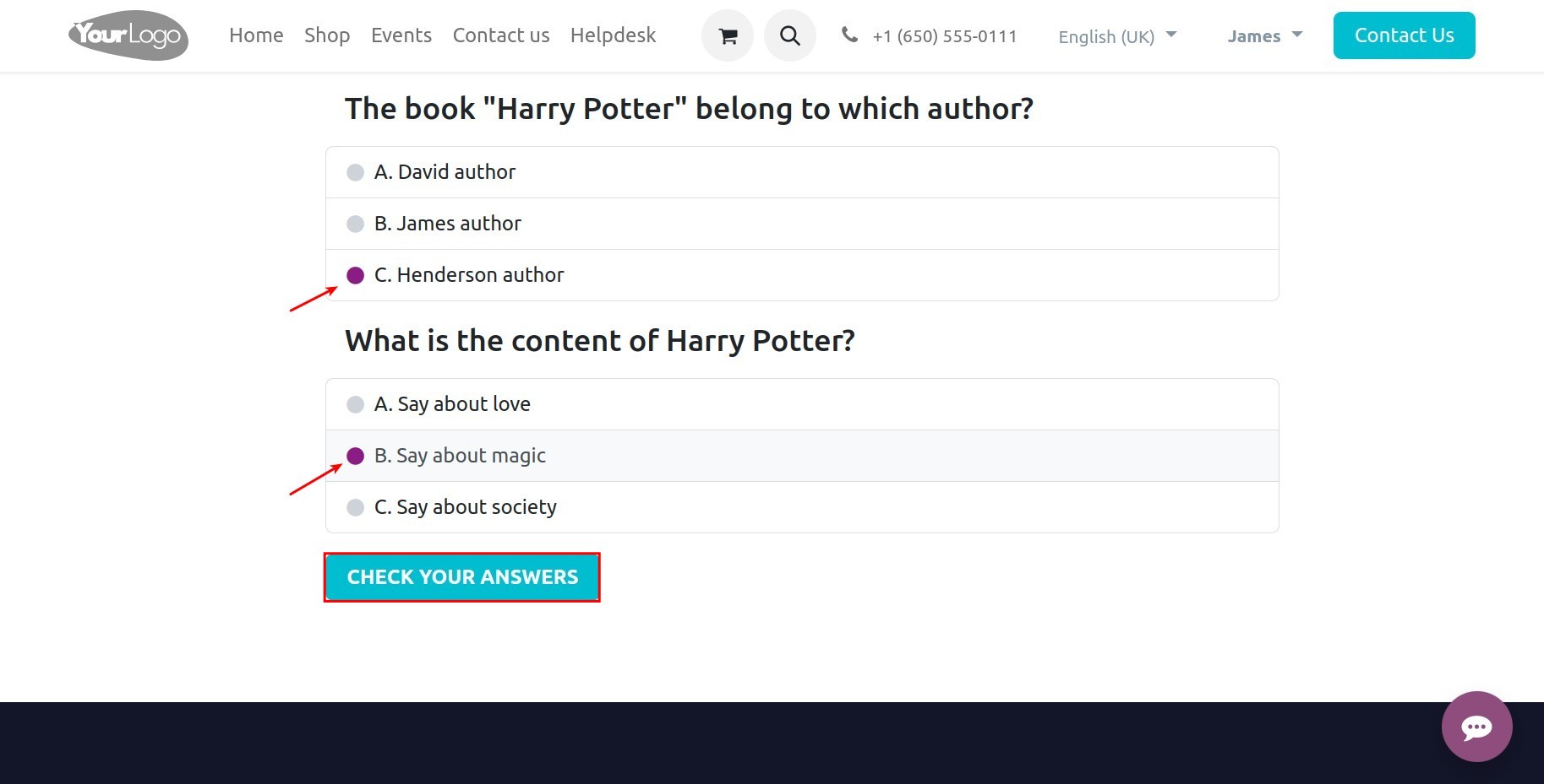 View quiz results