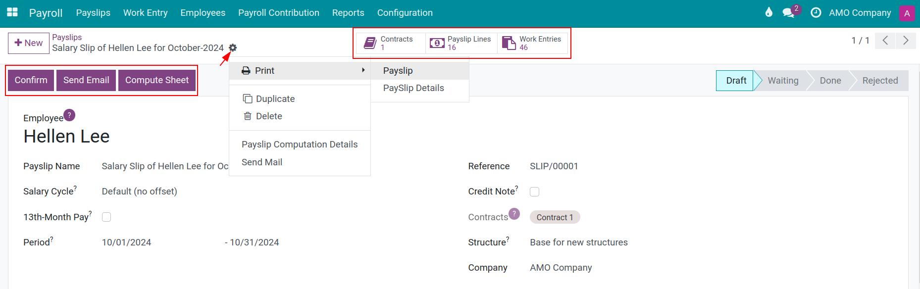 Viindoo payslip view