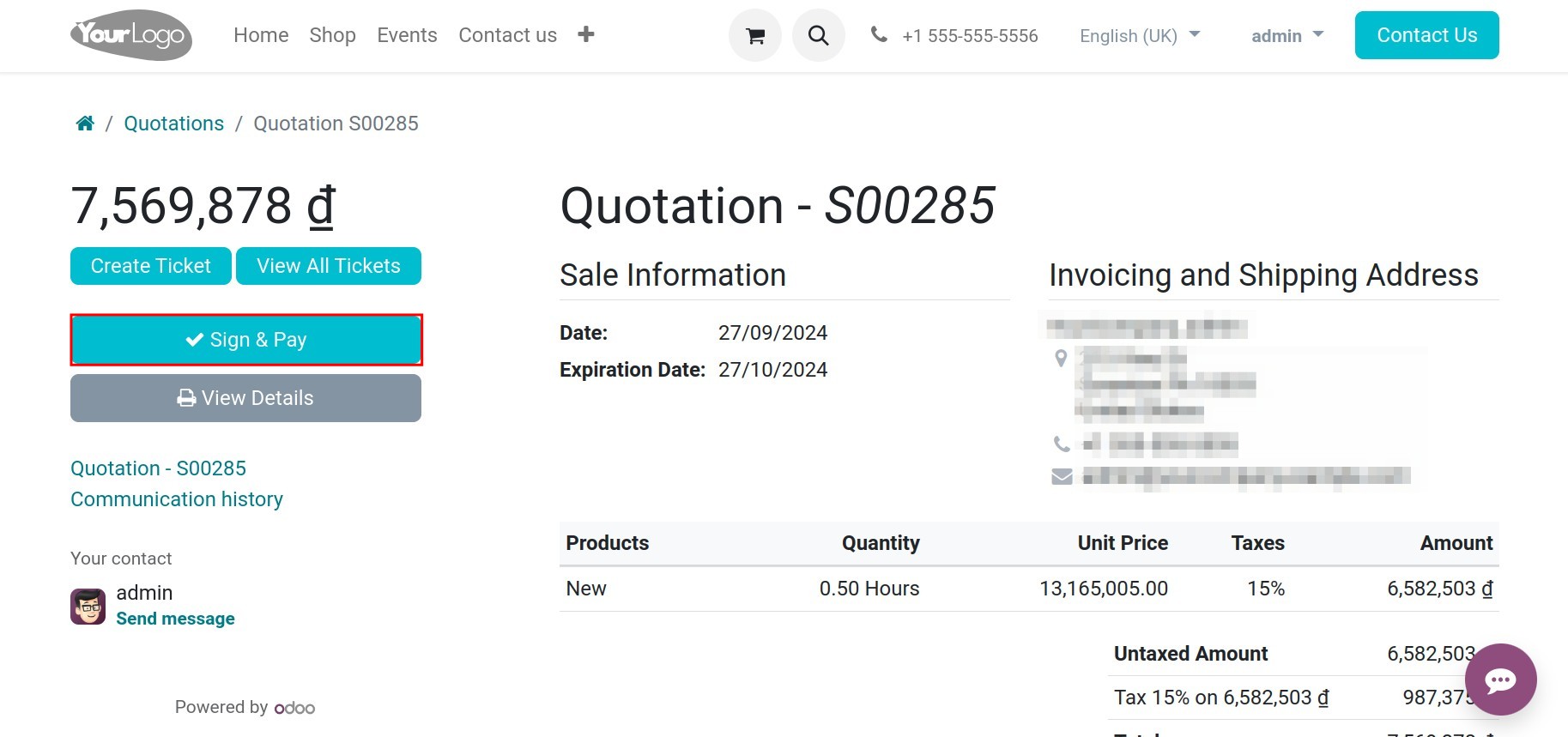 Sales quotation details
