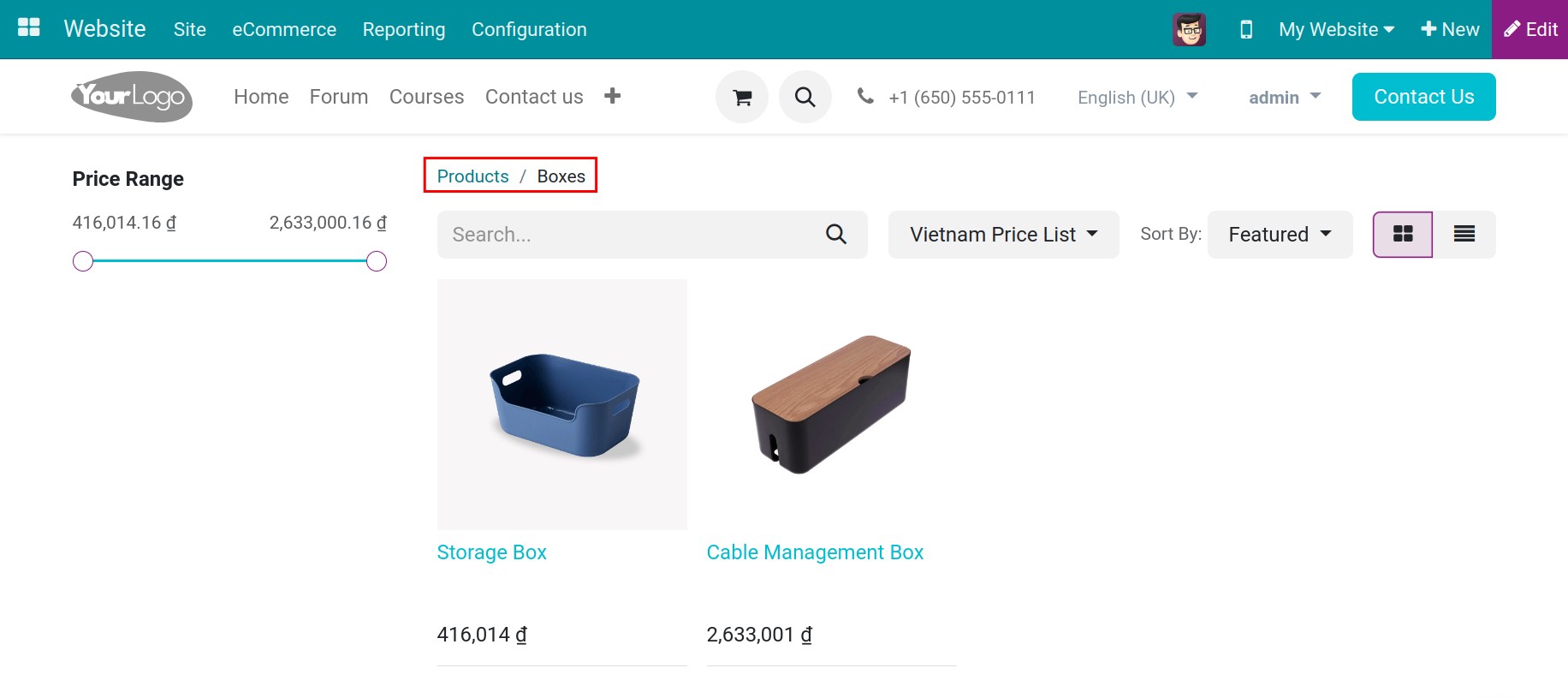 Products by eCommerce Categories