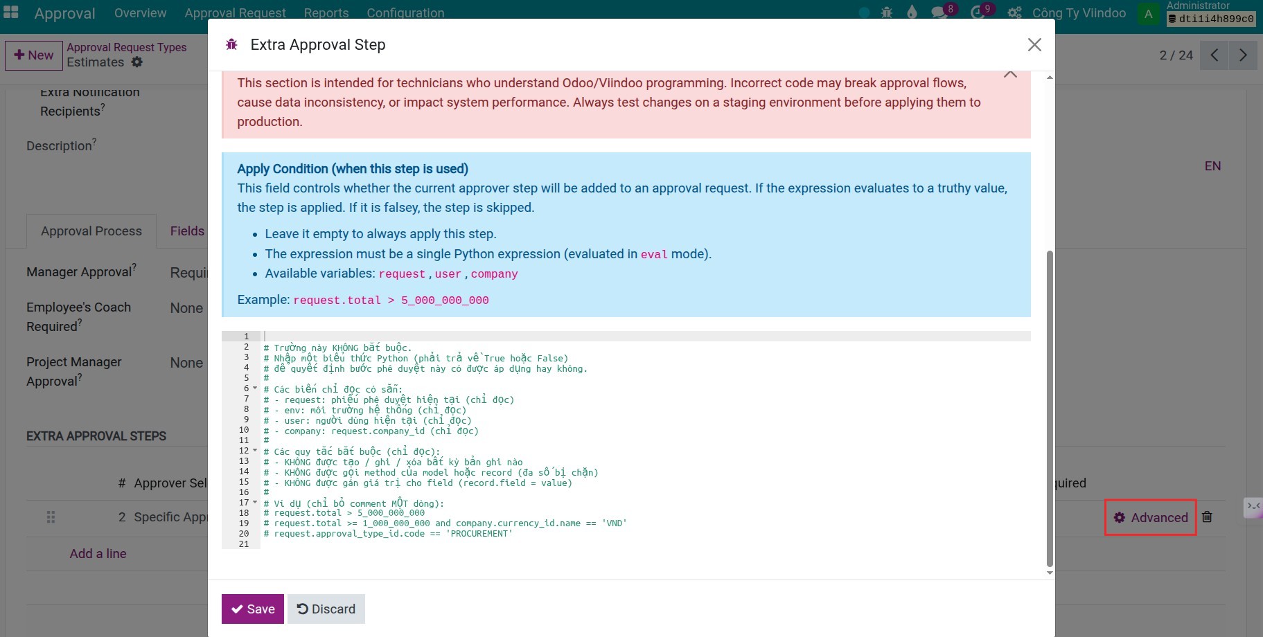 The amount conditions