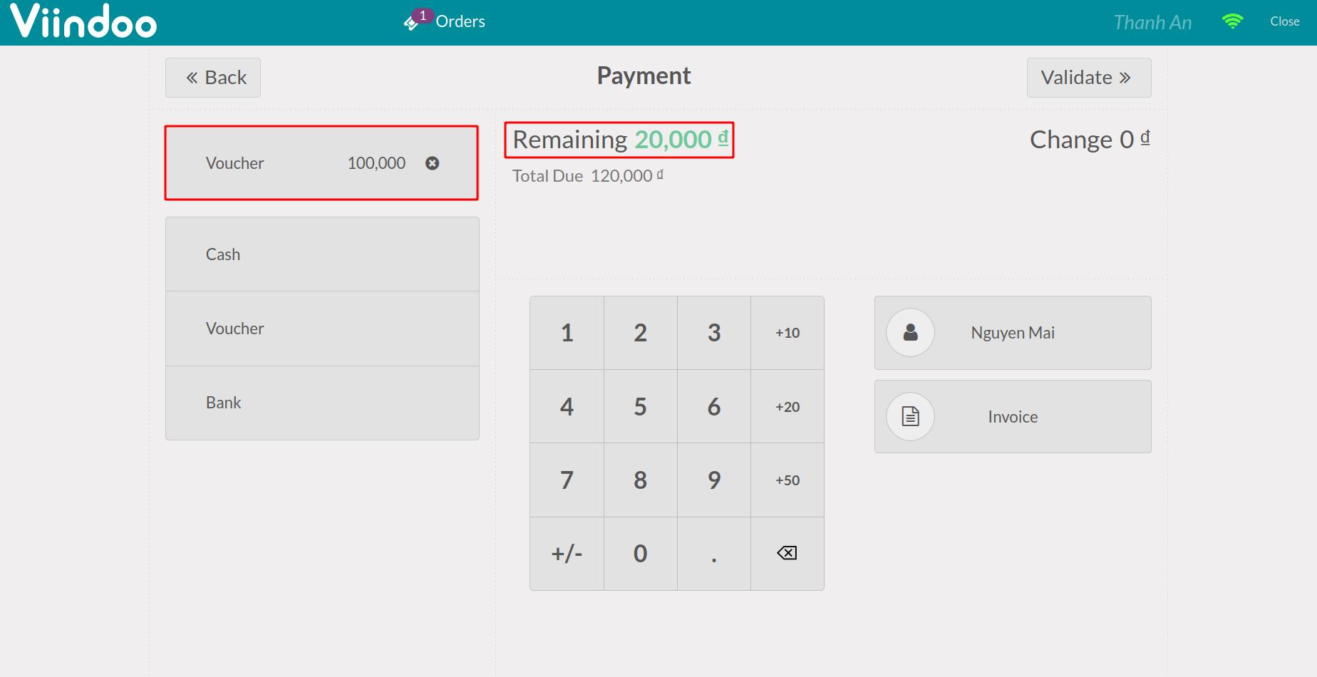 The sale order amount after applying the voucher code