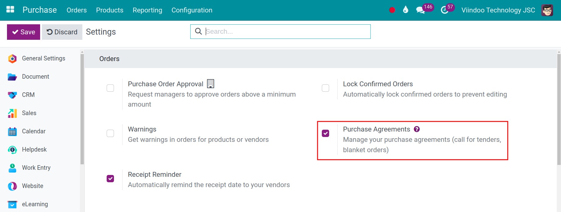 configure the Blanket order