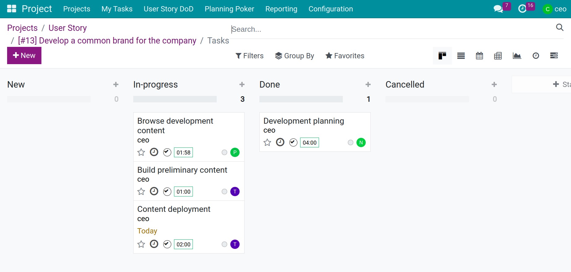 Transition the task status