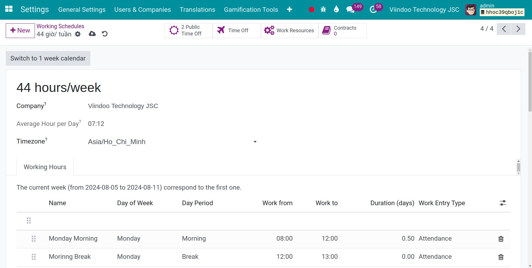2-weeks work schedule 1
