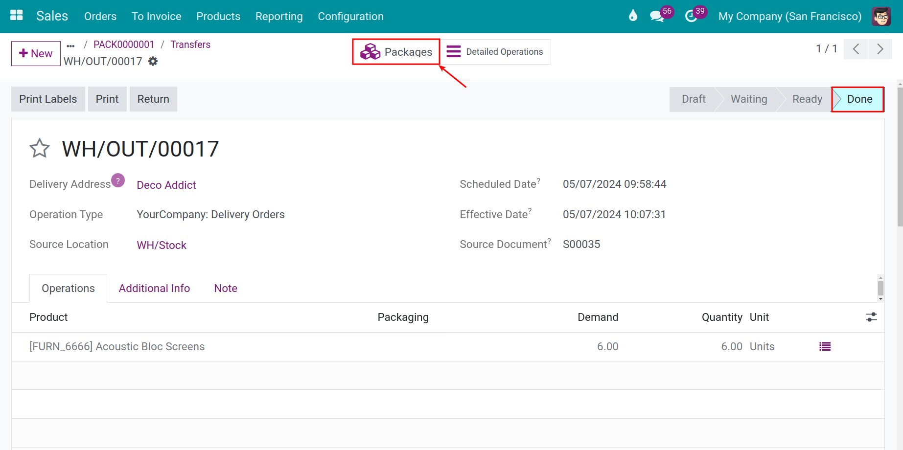 Checking package information in Viindoo Stock Management module