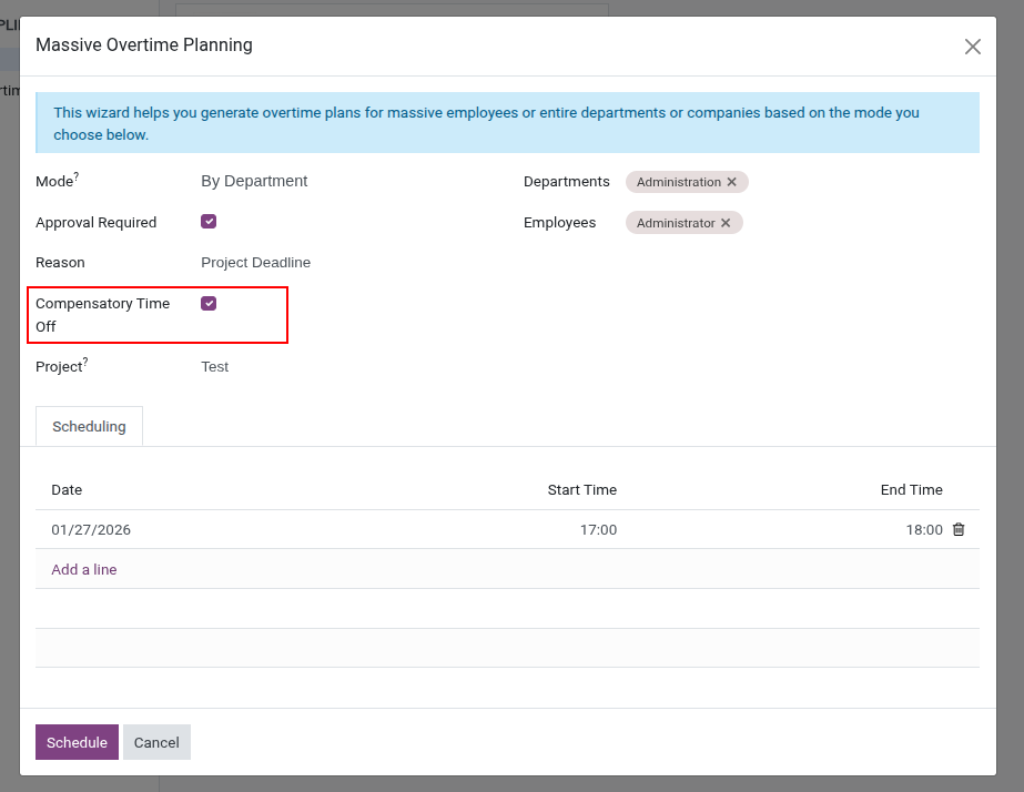 Create an Overtime Request