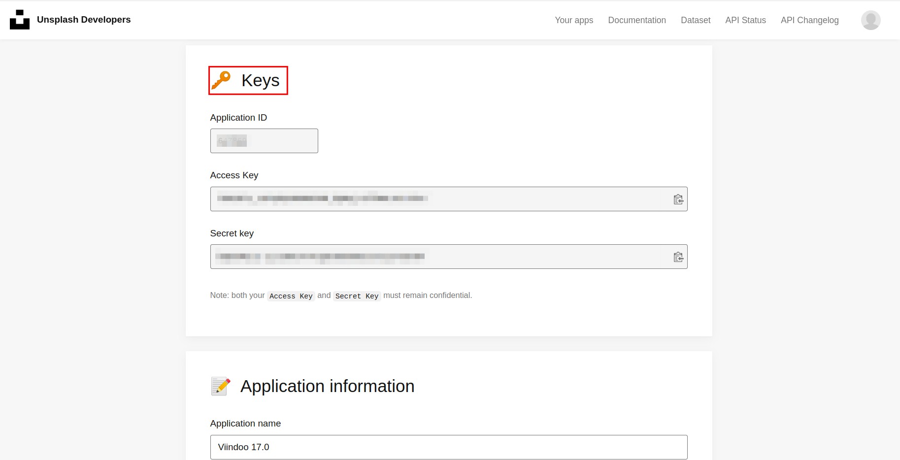 Access key in Unsplash