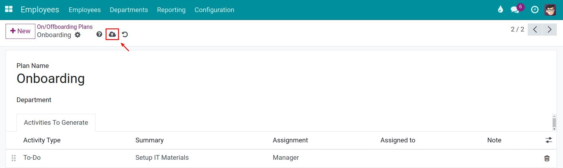 Save plan Employee Planning configuration Viindoo