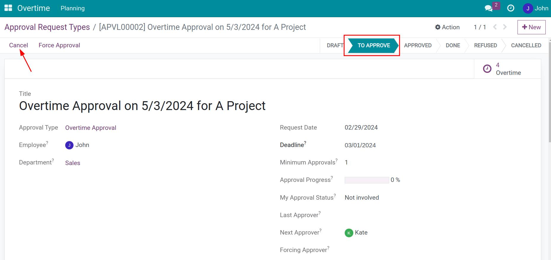 Creator cancel request