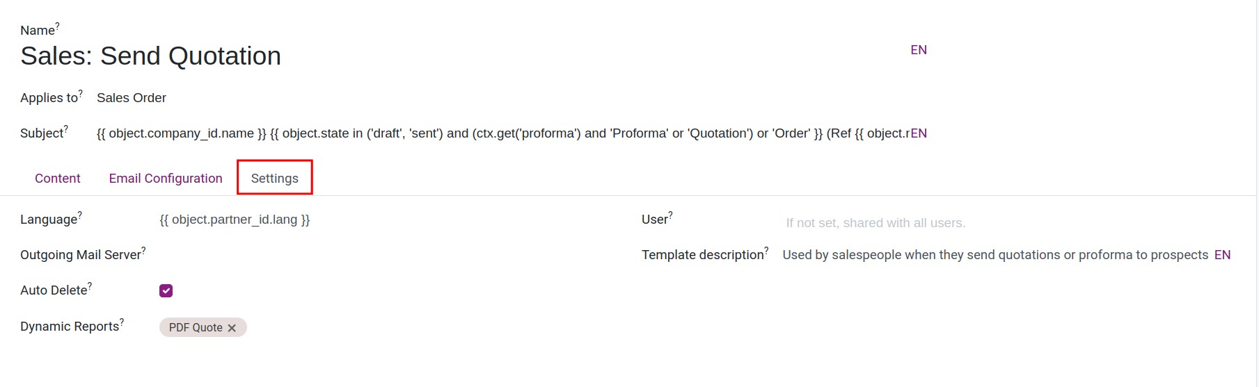 Tab Settings