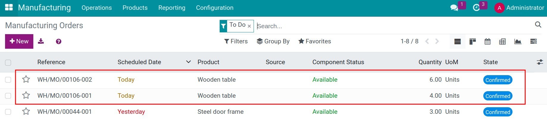 Split source manufacturing order