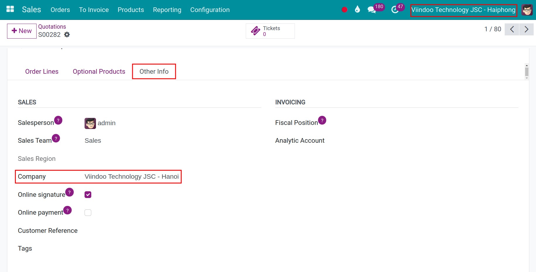 create a new sales order for child company