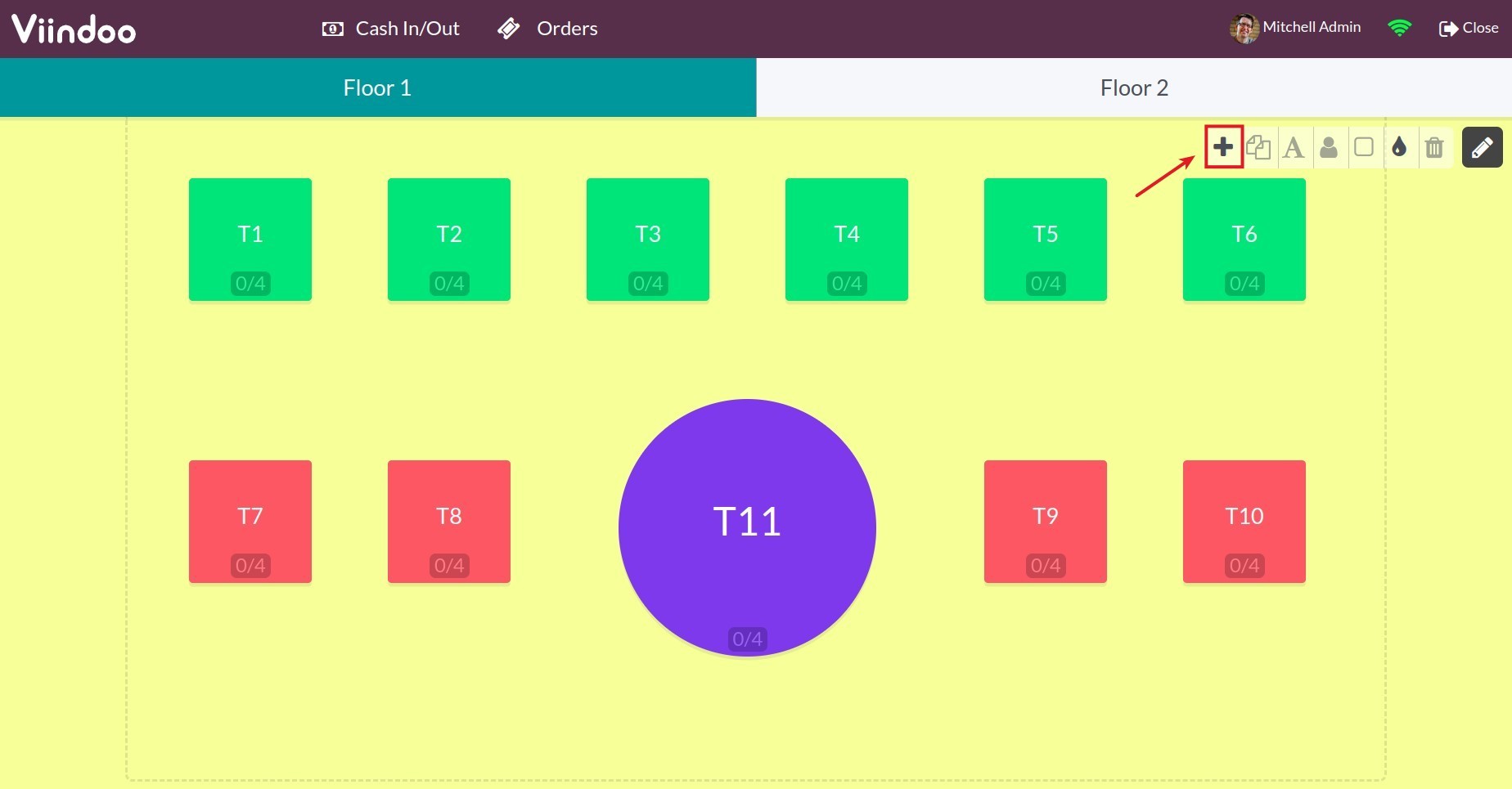 create a new table in overview interface in viindoo pos