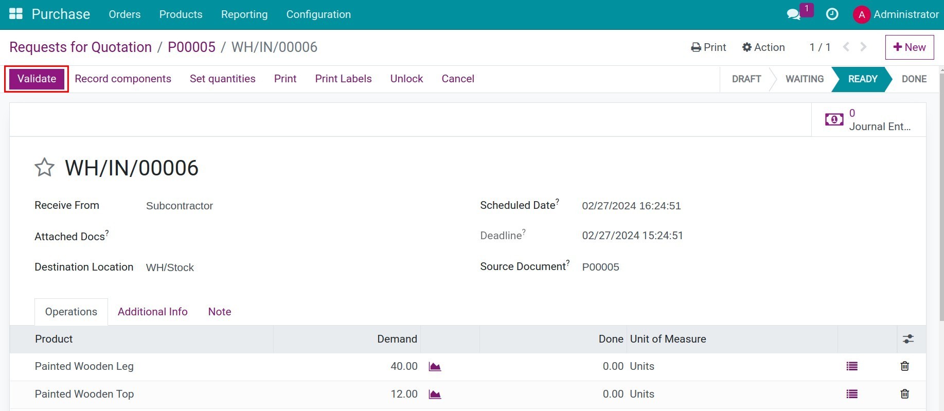 Viewing the detailed receipt request